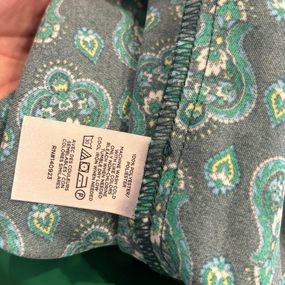 LOFT Teal Paisley Print V-Neck Tie-Waist Camisole - Picture 11 of 11